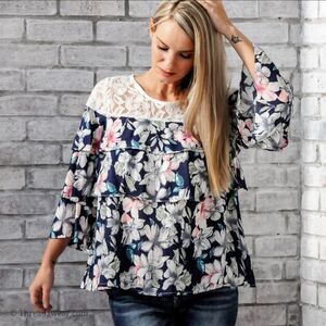 Lacy and Layered Blue Top